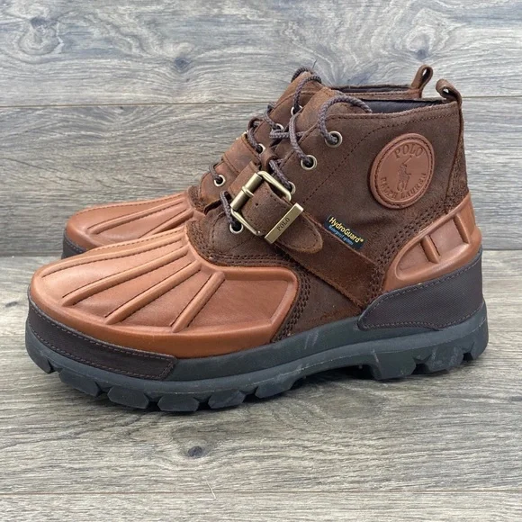 Polo by Ralph Lauren Dark Brown and Tan Rain Boots these polo boots are perfect for fall and honestly... | Depop main image 3